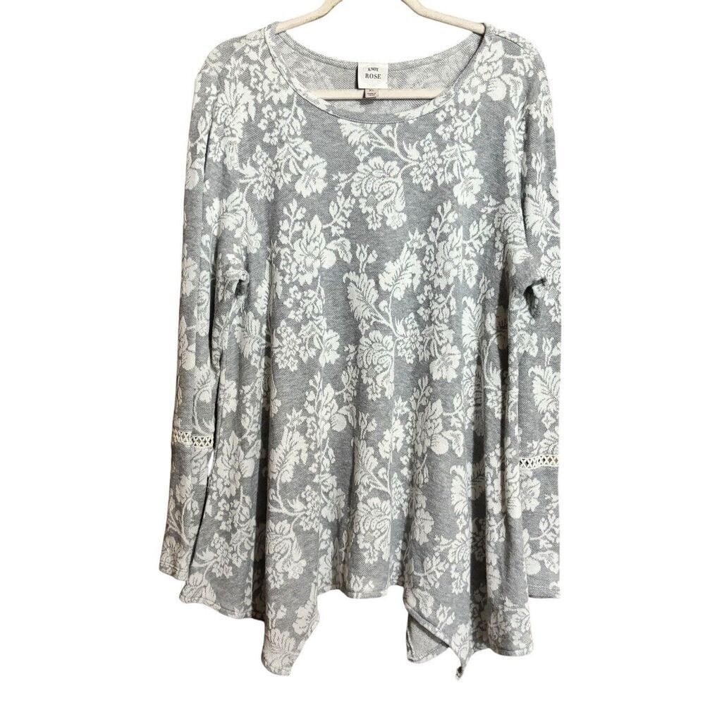 Knox Rose Tunic Sweater Womens XL Multicolor Floral Print Pullover Sweatshirt